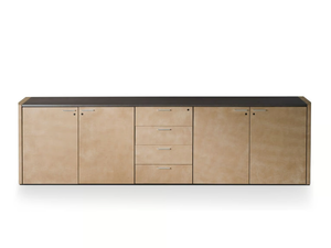 DE_SYMETRIA - Low wooden office storage unit upholstered in leather _ i 4 Mariani